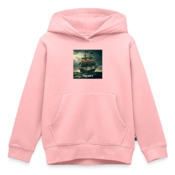 Bateau pirate - Sweat Premium à capuche enfant bio - rose - Devant - AI Model Kid Female (0cm)