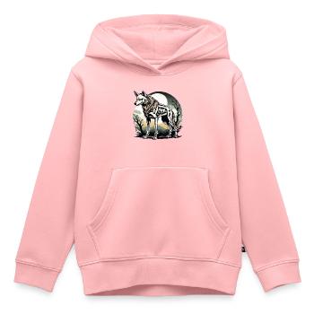 Illustration de squelette de loup - Sweat Premium à capuche enfant bio - rose - Devant - AI Model Kid Female (0cm)