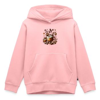 BOISSON CHAUDE D’HIVER CAFÉ CAFÉ THÉ TEMPS DE REPOS - Sweat Premium à capuche enfant bio - rose - Devant - AI Model Kid Female (0cm)