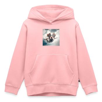 Fliegender Hund - Kinder Premium Organic Hoodie - Rosa - Vorne - AI Model Kid Female (0cm)