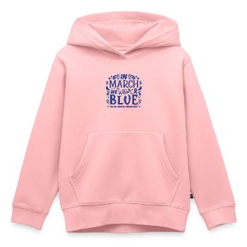 Prévention cancer du côlon colorectal ruban bleu - Sweat Premium à capuche enfant bio - rose - Devant - AI Model Kid Female (0cm)