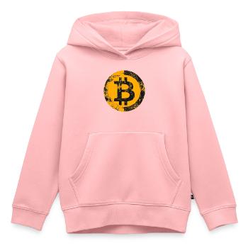 Bitcoin Grunge Or Numérique - Sweat Premium à capuche enfant bio - rose - Devant - AI Model Kid Female (0cm)