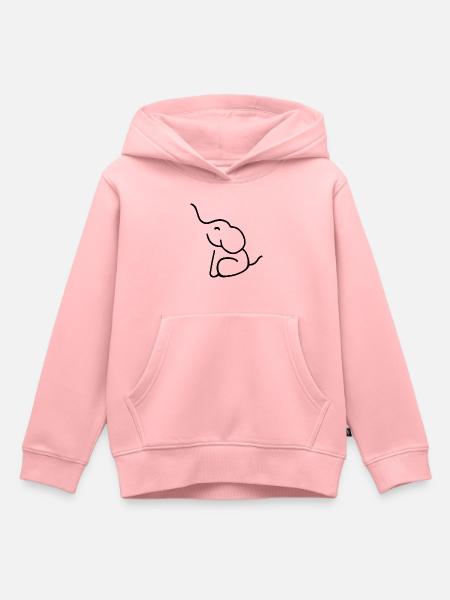 LINEA DI DISEGNO DEL TRONCO DEL BAMBINO DEL TATUAGGIO DELL'ELEFANTE - Felpa Premium con cappuccio bambino bio - rosa