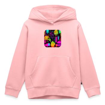 Néon style abstrait tendance UV - Sweat Premium à capuche enfant bio - rose - Devant - AI Model Kid Female (0cm)