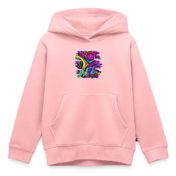 Neon Party UV Electro House Style - Sweat Premium à capuche enfant bio - rose - Devant - AI Model Kid Female (0cm)