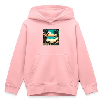 Majorque, Îles Baléares - Sweat Premium à capuche enfant bio - rose - Devant - AI Model Kid Female (0cm)
