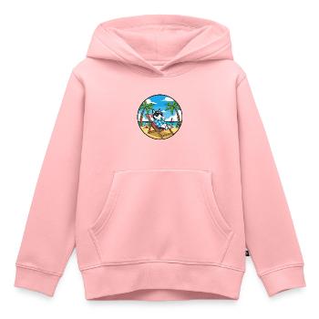 Ambiances estivales de vacances husky fraîches - Sweat Premium à capuche enfant bio - rose - Devant - AI Model Kid Female (0cm)