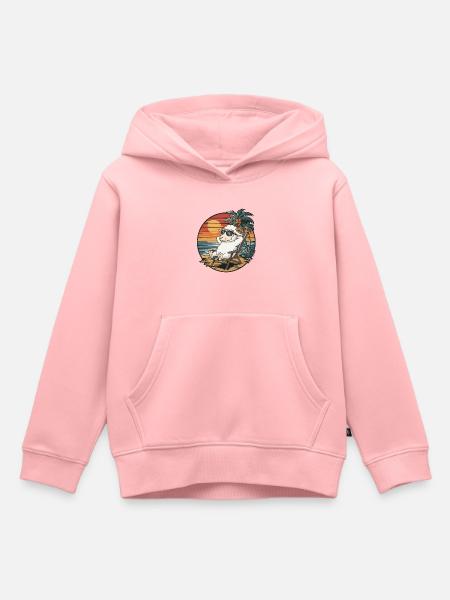 Moutons drôles sur le coucher de soleil des vacances d’été sur la plage - Sweat Premium à capuche enfant bio - rose