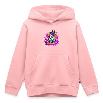 Neon DJ Häschen mit Flammenfarben - Kinder Premium Organic Hoodie - Rosa - Vorne - AI Model Kid Female (0cm)