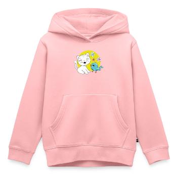 The white kitten and the blue birdie - Kids Premium Organic Hoodie - rose - Front - AI Model Kid Female (0cm)