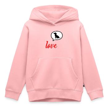 Chien de la déclaration d’amour - Sweat Premium à capuche enfant bio - rose - Devant - AI Model Kid Female (0cm)