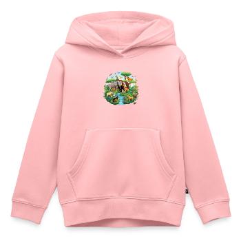 Dschungelpanorama der Tierwelt - Kinder Premium Organic Hoodie - Rosa - Vorne - AI Model Kid Female (0cm)