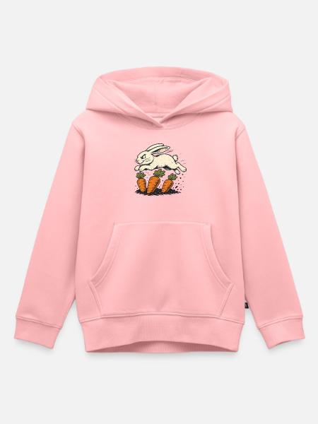Springender Hase mit Karotten - Kinder Premium Organic Hoodie - Rosa