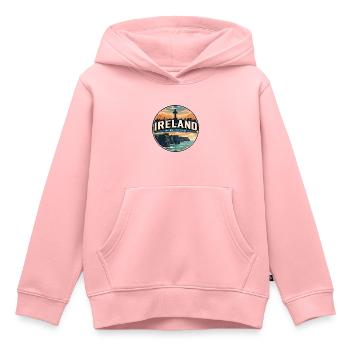 Insigne rétro irlandais des falaises de Moher - Sweat Premium à capuche enfant bio - rose - Devant - AI Model Kid Female (0cm)