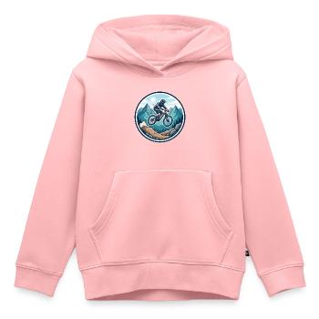 Mountain Adventure MTB Sticker - Kids Premium Organic Hoodie - rose - Front - AI Model Kid Female (0cm)
