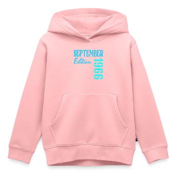 Septembre 1966 - 60e anniversaire - Sweat Premium à capuche enfant bio - rose - Devant - AI Model Kid Female (0cm)