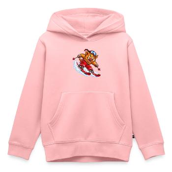 Pistensau - Lustiges skifahrendes Wildschwein - Kinder Premium Organic Hoodie - Rosa - Vorne - AI Model Kid Female (0cm)