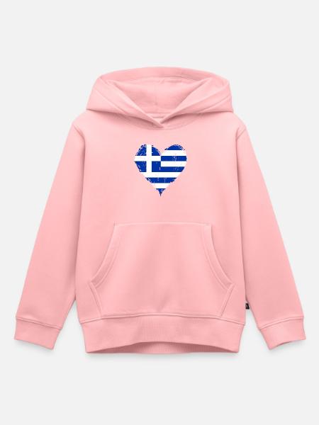 Griechenland Herzflagge Grunge - Kinder Premium Organic Hoodie - Rosa