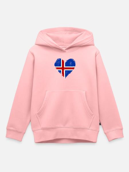Island Herzflagge Grunge - Kinder Premium Organic Hoodie - Rosa