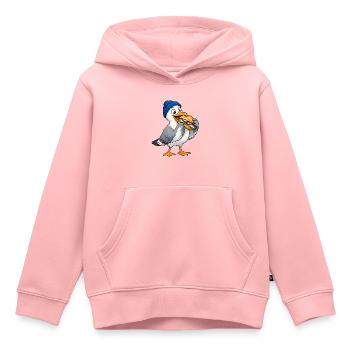 Möwe mit Beanie & Fischbrötchen – Küste - Kinder Premium Organic Hoodie - Rosa - Vorne - AI Model Kid Female (0cm)