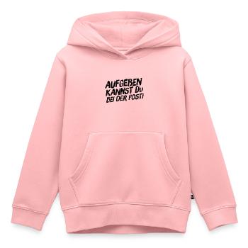 Aufgeben kannst Du bei der Post - Kinder Premium Organic Hoodie - Rosa - Vorne - AI Model Kid Female (0cm)