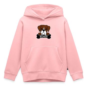 Boxer et os - Sweat Premium à capuche enfant bio - rose - Devant - AI Model Kid Female (0cm)