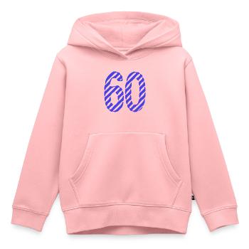60. 60 ANS. 60e ANNIVERSAIRE. ANNIVERSAIRE 60 ANS. - Sweat Premium à capuche enfant bio - rose - Devant - AI Model Kid Female (0cm)