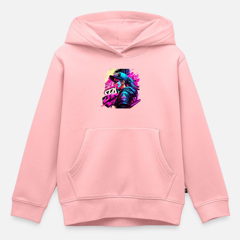Graffitti Fille - Sweat Premium à capuche enfant bio - rose