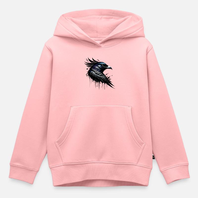 Corbeau - Sweat Premium à capuche enfant bio - rose