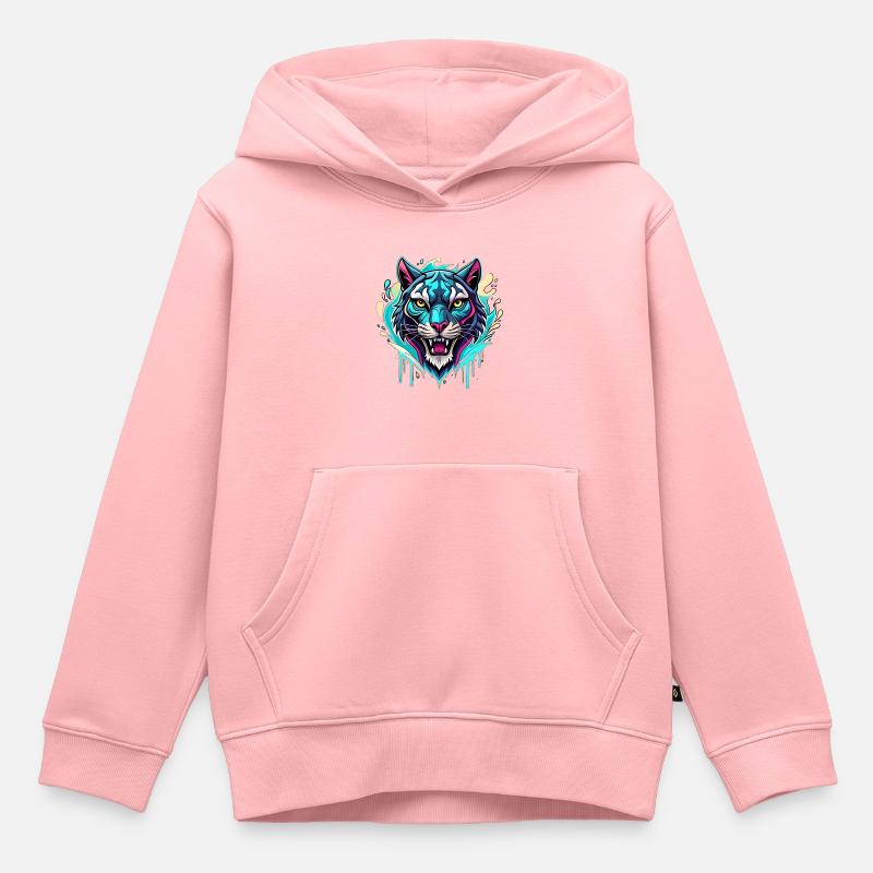 Éclaboussure de couleur de tigre - Sweat Premium à capuche enfant bio - rose