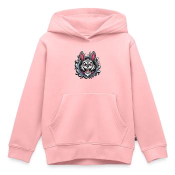 Lapin de Pâques fou - Sweat Premium à capuche enfant bio - rose - Devant - AI Model Kid Female (0cm)