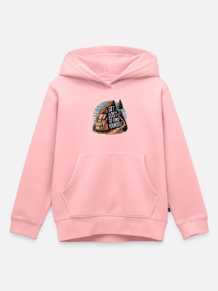 Piérdete para encontrarte a ti mismo - Motivo al aire libre - Sudadera Premium con capucha infantil orgánica - rosa