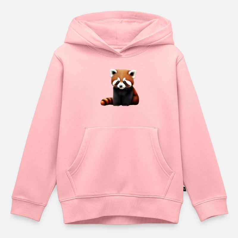 Drôle de panda roux - Sweat Premium à capuche enfant bio - rose