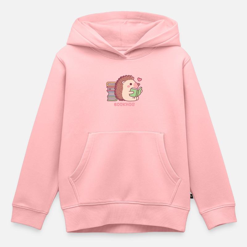 Livre de lecture de hérisson mignon, jeu de mots de la marmotte drôle - Sweat Premium à capuche enfant bio - rose