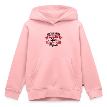 Aide soignante parfaite, Cadeau Aide soignante - Sweat Premium à capuche enfant bio - rose - Devant - AI Model Kid Female (0cm)