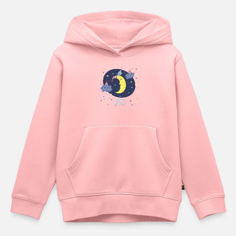 Bonne Nuit / Lune - Sweat Premium à capuche enfant bio - rose