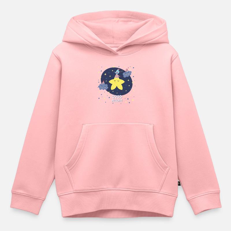 Bonne Nuit / Etoile - Sweat Premium à capuche enfant bio - rose