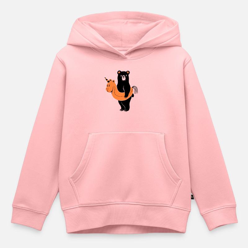 Ours d’été - Sweat Premium à capuche enfant bio - rose