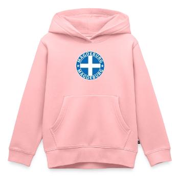 Magdebourg - Sweat Premium à capuche enfant bio - rose - Devant - AI Model Kid Female (0cm)