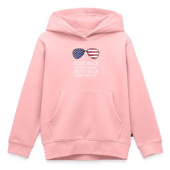 Homme né mâle élevé - Sweat Premium à capuche enfant bio - rose - Devant - AI Model Kid Female (0cm)