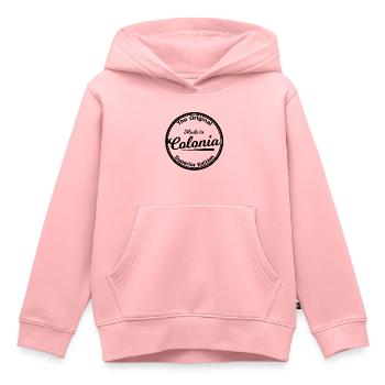 Né à Cologne - Sweat Premium à capuche enfant bio - rose - Devant - AI Model Kid Female (0cm)