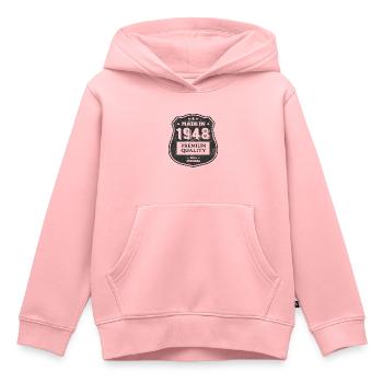 HERGESTELLT 1948 - Kinder Premium Organic Hoodie - Rosa - Vorne - AI Model Kid Female (0cm)