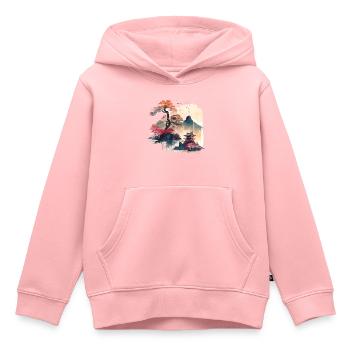 Art japonais - Sweat Premium à capuche enfant bio - rose - Devant - AI Model Kid Female (0cm)