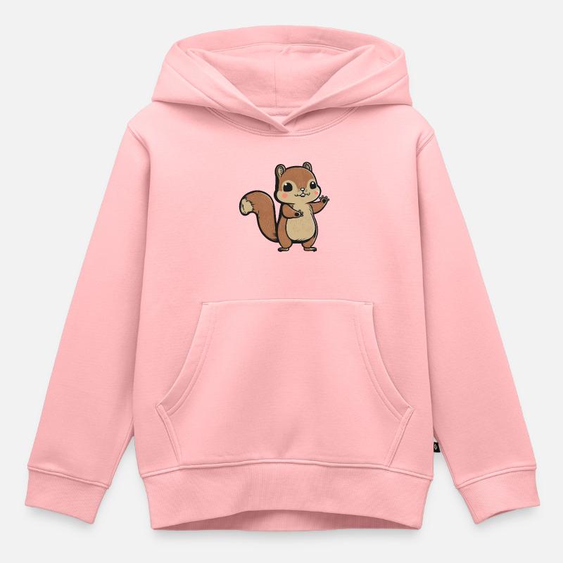 Kawaii Eichhörnchen, Hörnchen, Backenhörnchen - Kinder Premium Organic Hoodie - Rosa