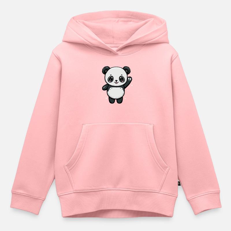 Kawaii Panda, aimer - Sweat Premium à capuche enfant bio - rose