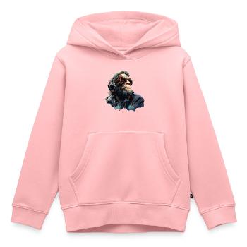 Gamer Chimp mit Headset - Kinder Premium Organic Hoodie - Rosa - Vorne - AI Model Kid Female (0cm)