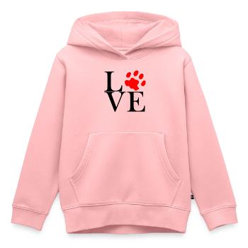 Paw Love - Cat Love - Dog Love - Sweat Premium à capuche enfant bio - rose - Devant - AI Model Kid Female (0cm)