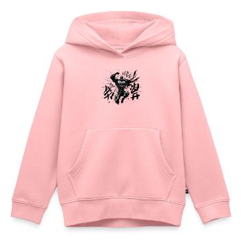Super héros kanji - Sweat Premium à capuche enfant bio - rose - Devant - AI Model Kid Female (0cm)