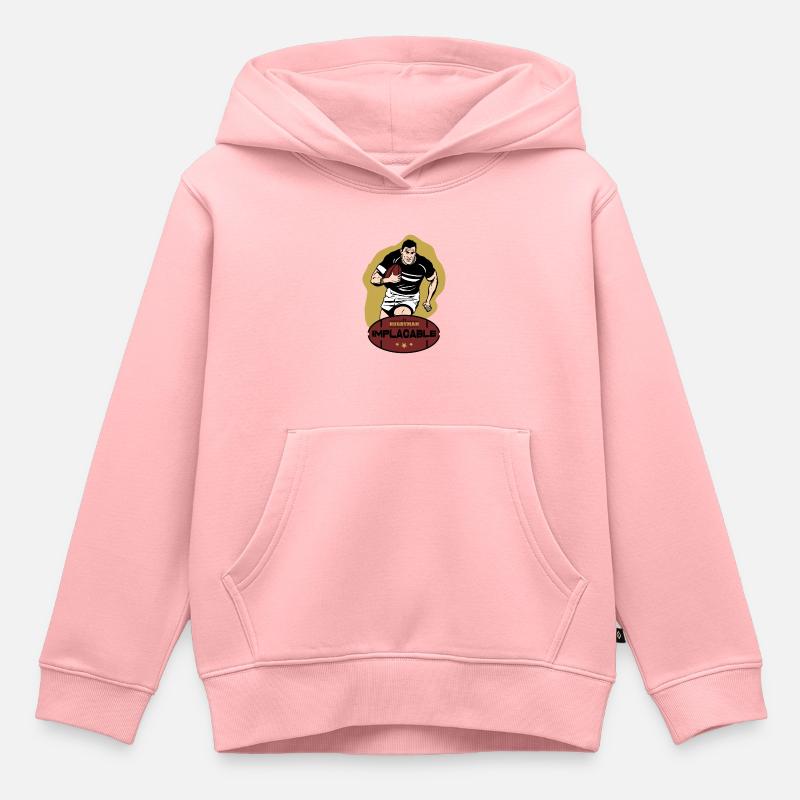 RUGBYMAN IMPLACABLE ! - Sweat Premium à capuche enfant bio - rose