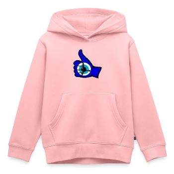 Icône Nazar OK - Sweat Premium à capuche enfant bio - rose - Devant - AI Model Kid Female (0cm)